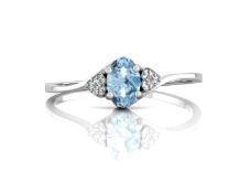 9ct White Gold Fancy Cluster Diamond Blue Topaz Ring (BT0.57) 0.01 Carats