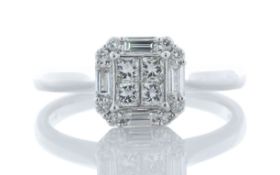 18ct White Gold Single Stone With Halo Setting Ring 0.55 Carats