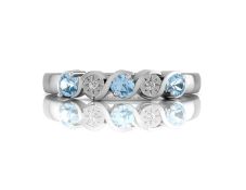 9ct White Gold Semi Eternity Diamond And Blue Topaz Ring (BT0.33) 0.01 Carats