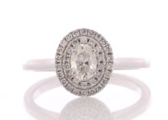 18ct White Gold Single Stone With Halo Setting Ring (0.43) 0.62 Carats