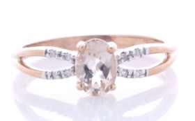 9ct Rose Gold Diamond And Morganite Ring (M0.59) 0.03 Carats