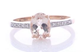 9ct Rose Gold Oval Cut Morganite and Diamond Ring (MG1.00) 0.04 Carats