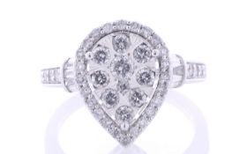 9ct White Gold Pear Cluster Diamond Ring 1.00 Carats