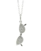 9ct White Gold 'Spectacles' Diamond Pendant And 18