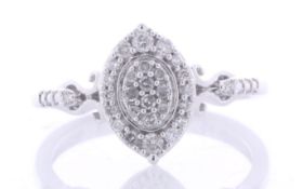 9ct White Gold Marquise Cluster Diamond Ring 0.20 Carats