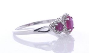 14ct White Gold Ladies Dress Diamond And Ruby Ring (R0.67) 0.15 Carats