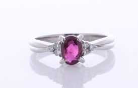 Platinum Ladies Dress Diamond And Ruby Ring (R0.84) 0.08 Carats