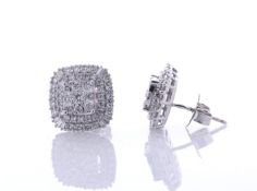 14ct White Gold Fancy Cluster Diamond Earrings 1.00 Carats