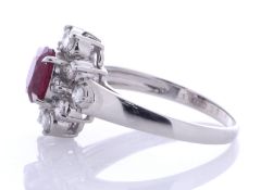 Platinum Single Stone With Halo Setting And Ruby Ring (R1.11) 0.33 Carats