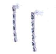 14ct White Gold Diamond And Sapphire Earrings (S1.00) 0.75 Carats
