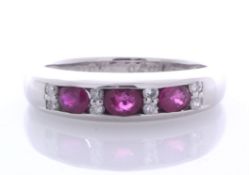 Platinum Semi Eternity Diamond And Ruby Ring (R0.70) 0.12 Carats