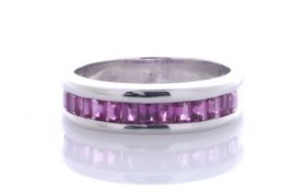 Platinum Semi Eternity Pink Sapphire Ring 1.10 Carats