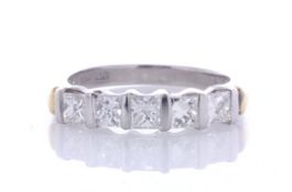 Platinum And 18ct White Gold Semi Eternity Diamond Ring 1.06 Carats