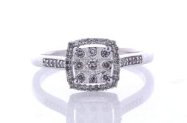 9ct White Gold Fancy Cluster Diamond Ring 0.25 Carats