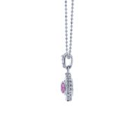 Platinum Oval Cluster Claw Set Diamond And Ruby Pendant And Chain (R0.67) 0.35 Carats