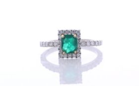Platinum Emerald Cluster Claw Set Diamond And Emerald Ring (E0.81) 0.49 Carats