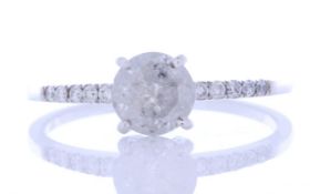 18ct White Gold Single Stone Prong Set With Stone Set Shoulders Diamond Ring (0.95) 1.05 Carats