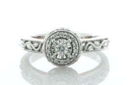 10ct White Gold Oval Cluster Claw Set Diamond Ring 0.20 Carats