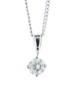 18ct White Gold Single Stone Prong Set Diamond Pendant And Chain 0.51 Carats