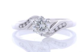 18ct White Gold Single Stone Diamond Ring With Stone Set Shoulders (0.50) 0.58 Carats