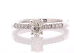 18ct White Gold Oval Cut Diamond Ring (0.37) 0.65 Carats