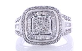 10ct White Gold Fancy Cluster Diamond Ring 1.00 Carats