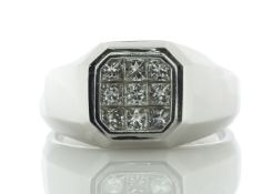 18ct White Gold Illusion Set Cluster Diamond Ring 1.09 Carats