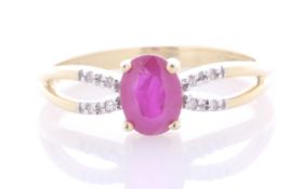 9ct Yellow Gold Diamond And Ruby Ring (R0.81) 0.03 Carats