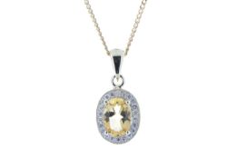 9ct Yellow Gold Diamond And Citrine Pendant (C 0.75) 0.11 Carats