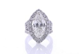 18ct White Gold Marquise Cut With Halo And Shoulder Setting Diamond Ring (4.00) 5.32 Carats