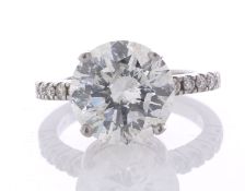 18ct White Gold Single Stone With Stone Set Shoulders Diamond Ring (5.01) 5.19 Carats