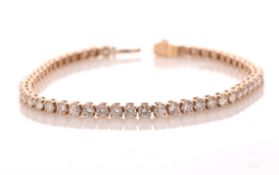 18ct Rose Gold Tennis Diamond Bracelet 5.00 Carats