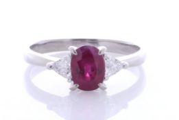 Platinum Ladies Diamond And Ruby Ring (R1.47) 0.29 Carats