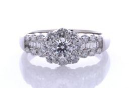 Platinum Ladies Dress Diamond Ring 1.15 Carats