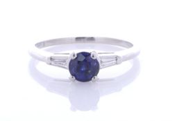 Platinum Ladies Dress Diamond And Sapphire Ring (S1.02) 0.20 Carats