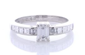 Platinum Single Stone With Stone Set Shoulders Diamond Ring 0.89 Carats