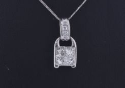 Platinum Illusion Set Cluster Diamond Pendant 1.15 Carats