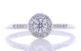 18ct White Gold Halo Set Diamond Ring 0.38 Carats
