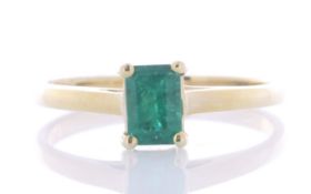 9ct Yellow Gold Single Stone Emerald Cut Emerald Ring 0.63 Carats