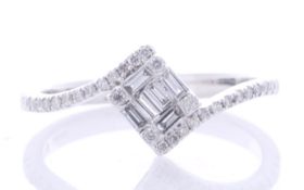 14ct White Gold Twist Top Cluster Diamond Ring 0.30 Carats