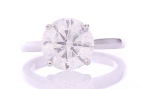 18ct White Gold Single Stone Prong Set Diamond Ring 3.01 Carats