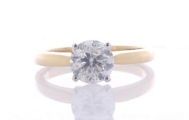 18ct Yellow Gold Single Stone Prong Set Diamond Ring 1.30 Carats