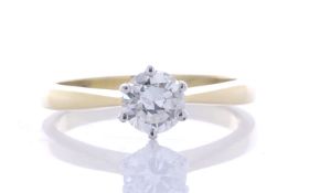 18ct Yellow Gold Single Stone Six Claw Set Diamond Ring 0.79 Carats