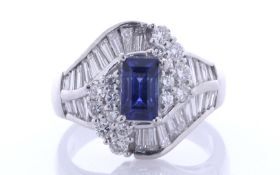 Platinum Emerald Cluster Claw Set Diamond Ring (S1.34) 1.43 Carats