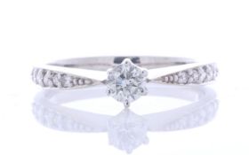 18ct White Gold Single Stone Diamond Ring With Stone Set Shoulders (0.28) 0.43 Carats