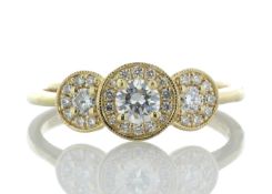 18ct Yellow Gold Three Stone Rub Over Set Diamond Ring (0.21) 0.43 Carats