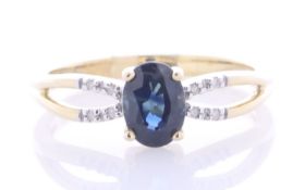 9ct Yellow Gold Diamond And Sapphire Ring (S0.96) 0.03 Carats