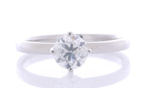 Platinum Single Stone Fancy Claw Set Diamond Ring 0.91 Carats