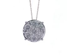 14ct Yellow Gold Round Cluster Claw Set Diamond Pendant And Chain 2.35 Carats