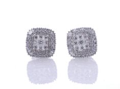 14ct White Gold Fancy Cluster Diamond Earrings 1.00 Carats
